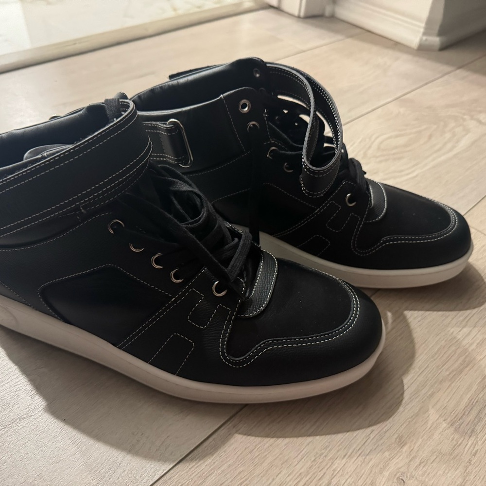 Hermes Black and White Men's High-Top Sneakers